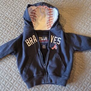 Atlanta Braves Kids Full Zip Hoodie, Navy Blue, Red, White, 12 mo Baseball Hood
